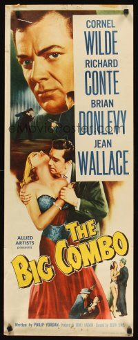 1z169 BIG COMBO insert '55 art of Cornel Wilde & sexy Jean Wallace, classic film noir!