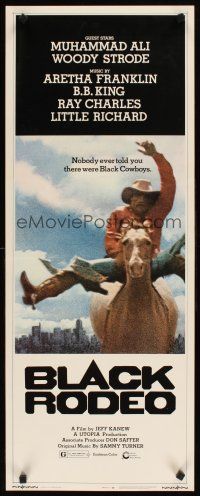 1z177 BLACK RODEO insert '72 Muhammad Ali, Woody Strode, black cowboy on horse in city image!