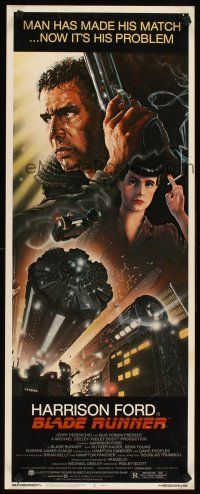1z182 BLADE RUNNER insert '82 Ridley Scott sci-fi classic, art of Harrison Ford by John Alvin!