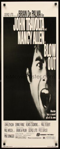 1z186 BLOW OUT insert '81 John Travolta, Brian De Palma, murder has a sound all of its own!