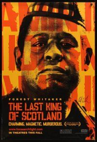 2a077 LAST KING OF SCOTLAND signed DS teaser 1sh '06 by Forest Whitaker, great image!