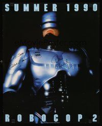 2a033 ROBOCOP 2 signed teaser mini poster '90 by BOTH Belinda Bauer AND Daniel O'Herlihy!