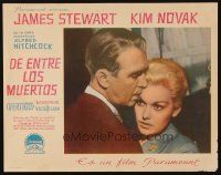 2b001 VERTIGO Spanish LC '58 Hitchcock, different c/u of James Stewart & blonde Kim Novak!