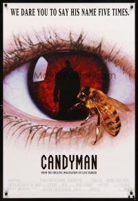 2c121 CANDYMAN DS 1sh '92 Clive Barker, creepy close-up image of bee in eyeball!