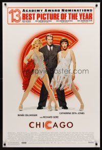 2c135 CHICAGO 1sh '02 sexy dancers Renee Zellweger & Catherine Zeta-Jones, Richard Gere!