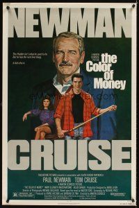 2c147 COLOR OF MONEY 1sh '86 Robert Tanenbaum art of Paul Newman & Tom Cruise playing pool!