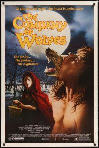 2c150 COMPANY OF WOLVES 1sh '85 directed by Neil Jordan, wild werewolf art by S. Watts!