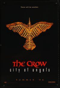 2c166 CROW: CITY OF ANGELS teaser 1sh '96 Tim Pope directed, cool image of the bones of a crow!