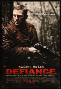 2c187 DEFIANCE advance DS 1sh '08 Edward Zwick directed, rugged Daniel Craig w/machine gun!