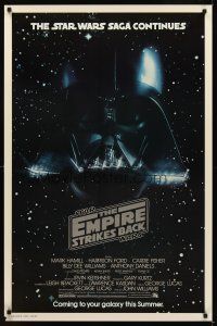 2c227 EMPIRE STRIKES BACK advance 1sh '80 George Lucas classic, cool image of Darth Vader!