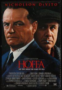 2c318 HOFFA style B DS 1sh '92 huge close-up of Jack Nicholson as Jimmy Hoffa & Danny DeVito!