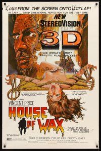 2c328 HOUSE OF WAX 1sh R70s 3-D, Vincent Price, Charles Bronson, monster & sexy girl!