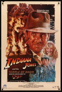 2c347 INDIANA JONES & THE TEMPLE OF DOOM video 1sh '84 Harrison Ford & Kate Capshaw by Struzan!