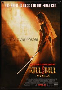 2c365 KILL BILL: VOL. 2 advance 1sh '04 bride Uma Thurman with katana, Quentin Tarantino!