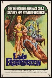 2c372 LADY FRANKENSTEIN 1sh '72 La figlia di Frankenstein, Smith art from sexy Italian horror!