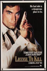 2c386 LICENCE TO KILL s style teaser 1sh '89 cool image of Timothy Dalton as James Bond!
