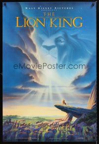 2c390 LION KING DS 1sh '94 classic Disney cartoon set in Africa, cool image of Mufasa in sky!