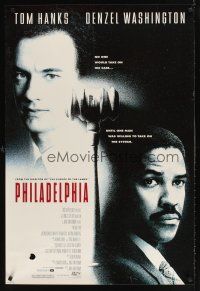 2c511 PHILADELPHIA 1sh '93 Tom Hanks, Denzel Washington, Jason Robards & Mary Steenburgen!