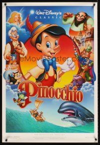 2c514 PINOCCHIO 1sh R92 Disney classic fantasy cartoon, cool Alvin artwork!