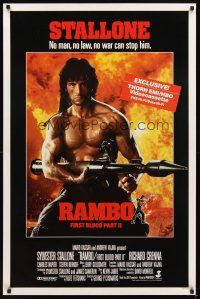 2c549 RAMBO FIRST BLOOD PART II video 1sh '85 no war can stop Sylvester Stallone!