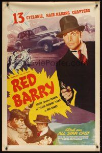 2c555 RED BARRY 1sh R48 cool image of detective Buster Crabbe with gun, Universal serial!