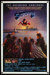 2c668 SUPERMAN II 1sh '81 Christopher Reeve, Terence Stamp, great artwork over New York City!
