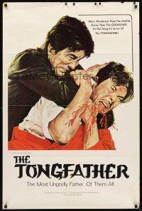 2c711 TONGFATHER 1sh '74 cool title & art, gorier than The Godfather, Kung-Fu Terror!