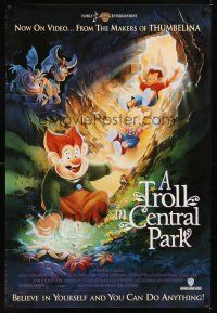 2c719 TROLL IN CENTRAL PARK video 1sh '94 Dom DeLuise, Don Bluth, cute artwork!