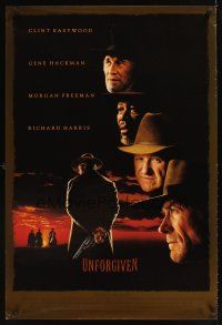 2c730 UNFORGIVEN 1sh '92 gunslinger Clint Eastwood, Gene Hackman, Morgan Freeman!