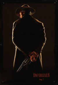 2c731 UNFORGIVEN dated teaser 1sh '92 image of gunslinger Clint Eastwood w/his back turned!