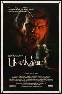 2c733 UNNAMABLE video 1sh '88 Charles Klausmeyer, H.P. Lovecraft, cool monster!