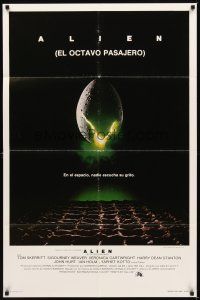 2d028 ALIEN Spanish/U.S. 1sh '79 Ridley Scott outer space sci-fi classic, cool hatching egg image!