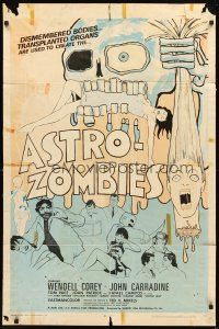 2d061 ASTRO-ZOMBIES 1sh '68 great wild art of creature eating sexy girl & holding severed head!