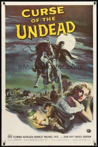 2d001 CURSE OF THE UNDEAD 1sh '59 art of lustful fiend on horseback in graveyard by Reynold Brown!