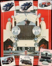2h211 LOT OF 9 UNFOLDED ANTIQUE SPORTS CAR SPECIAL POSTERS '80s art by Harold James Cleworth!
