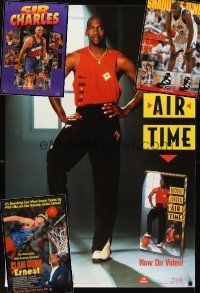 2h218 LOT OF 4 UNFOLDED BASKETBALL VIDEO POSTERS '95 Michael Jordan, Charles Barkley, Shaq!