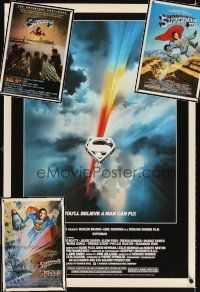 2h271 LOT OF 4 UNFOLDED SUPERMAN REPRO POSTERS '90s Part I, II, III & IV, great artwork!