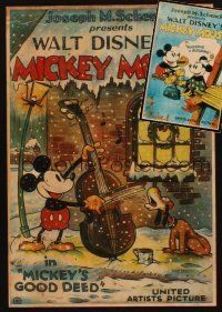 2h273 LOT OF 2 WALT DISNEY CARTOON REPRO POSTERS '80s Mickey's Good Deed & Building a Building!