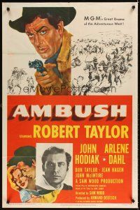 2j039 AMBUSH 1sh '50 Robert Taylor, Arlene Dahl, John Hodiak, cowboys & Indians!