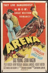 2j070 ARENA 1sh '53 2-D, Gig Young, Jean Hagen, Polly Bergen, they live dangerously!