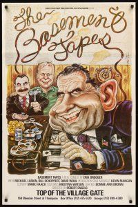 2j095 BASEMENT TAPES stage play 1sh '83 wonderful Meyerowitz art of Nixon, Ford & G. Gordon Liddy!