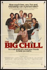 2j110 BIG CHILL 1sh '83 Lawrence Kasdan, Tom Berenger, Glenn Close, Jeff Goldblum, William Hurt