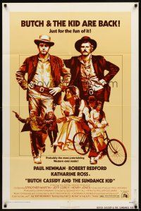 2j164 BUTCH CASSIDY & THE SUNDANCE KID 1sh R73 Paul Newman, Robert Redford, Katharine Ross!