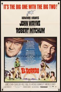 2j314 EL DORADO 1sh '66 John Wayne, Robert Mitchum, Howard Hawks, the big one with the big two!