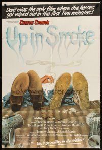 2j914 UP IN SMOKE English 1sh '78 Cheech & Chong marijuana drug classic, great different art!