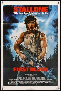 2j350 FIRST BLOOD 1sh '82 artwork of Sylvester Stallone as John Rambo by Drew Struzan!