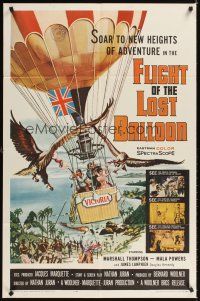 2j360 FLIGHT OF THE LOST BALLOON 1sh '61 Marshall Thompson, Mala Powers, cool action art!