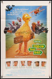 2j365 FOLLOW THAT BIRD 1sh '85 great art of the Big Bird & Sesame Street cast by Steven Chorney!