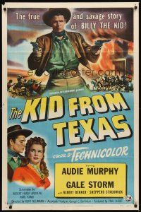 2j480 KID FROM TEXAS 1sh '49 Audie Murphy as Billy the Kid, Gale Storm!