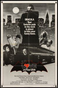 2j528 LOVE AT FIRST BITE 1sh '79 AIP, wacky vampire image of George Hamilton as Dracula!